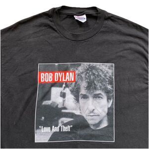 Vintage Bob Dylan Love And Theft T Shirt Y2K Black Large Band Rock Folk 2001